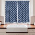 thumbnail image 2 of Indigo Kitchen Curtains, Greek House Tile Inspired Image Spring Daisy Like Floral Details, Two Panels Drapes with Rod Pocket Room Decor, 55" X 45", Navy Blue and White, by Ambesonne, 2 of 3