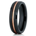 thumbnail image 2 of Silly Kings 6mm Black Tungsten Carbide Wedding Ring Rose Gold Groove Beveled Edge Unisex Band, 2 of 3