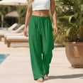 thumbnail image 4 of Tanghaowl Plus Size Pants for Casual Comfort with Waist and Elastic Ankles Breathable Wide-Leg Palazzo Trousers Green2 XXXXXL, 4 of 7