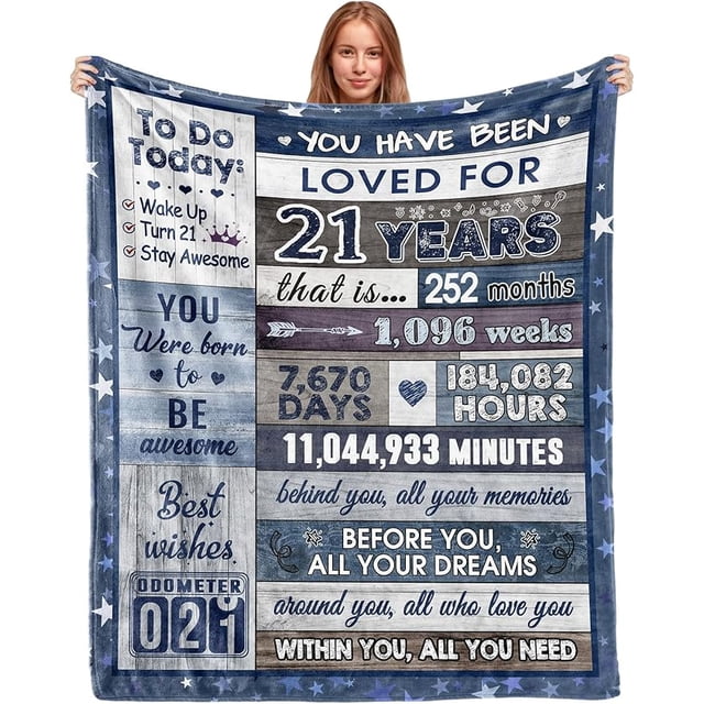 LHSHID 21st Birthday Gifts for Him 21st Birthday Decorations for Him 21st Birthday Gifts for Her Best 21 Year Old Gifts for Boys Daughter Son 21st Birthday Throw Blanket 30"x40"