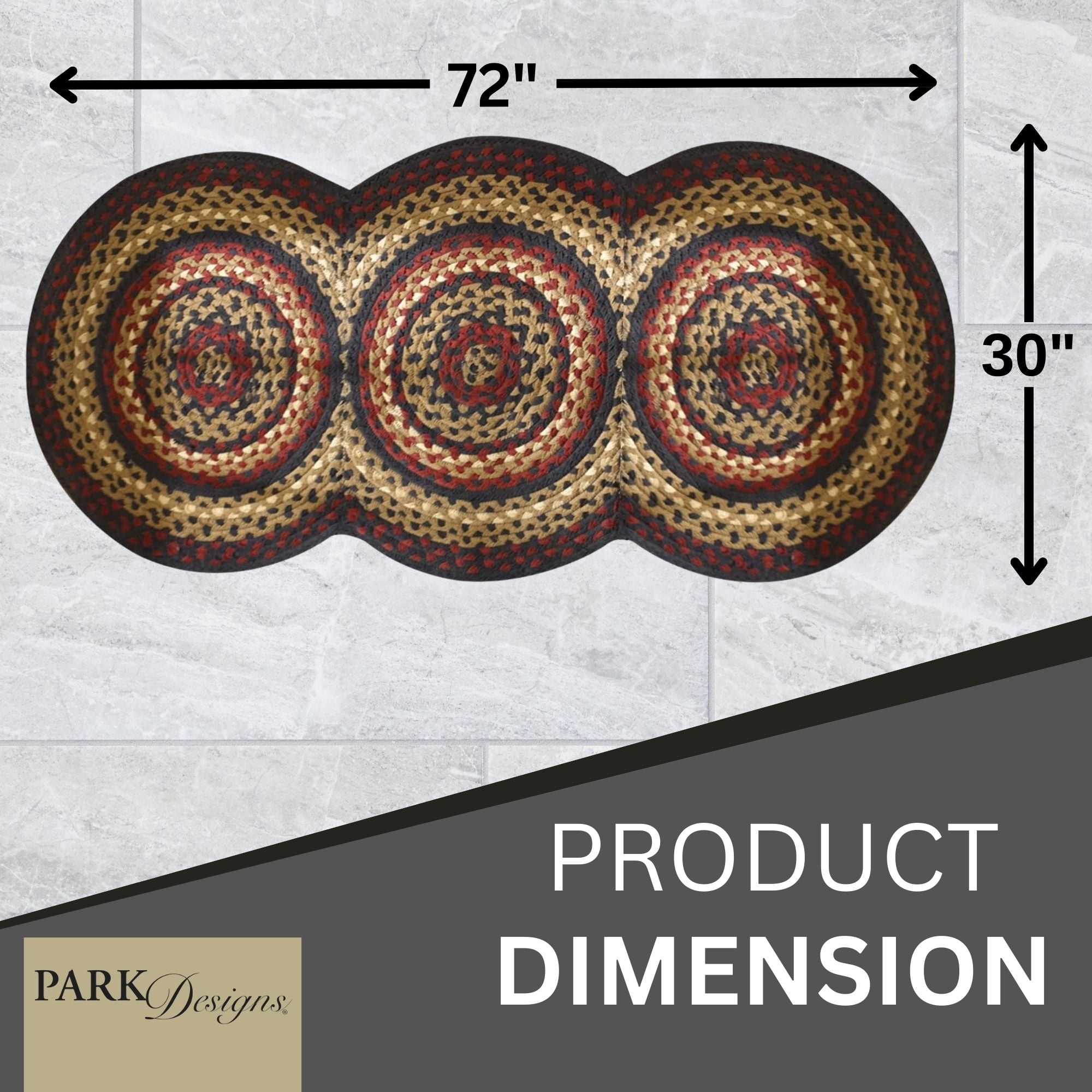 Park Designs Red Folk Art Braided Rug Runner 72''L