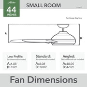 Hunter - Presto Indoor Ceiling Fan, Wall Control, 44-inch, Matte Black, Casual-style, 3-speed WhisperWind Motor, 51847, for Living Rooms, Bedrooms