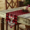 thumbnail image 3 of Table Runner Dresser Scarves Christmas Reindeer with Flower Cotton Linen Burlap Table Cover Pine Cone on Red Black Buffalo Plaid Table Runners for Family Kitchen Dining Holiday Party Banquet Decor, 3 of 5