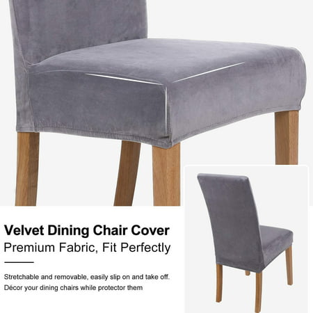Smiry Velvet Stretch Dining Room Chair, Grey Velvet Dining Chair Covers