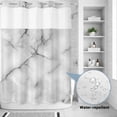 thumbnail image 4 of No Hook Shower Curtain with Built-in Rings - Black And White Washable Waterproof Fabric Bathroom Curtains for Hotel,Rentals, 72 X 84 Inch Extra Long , Abstract Marble Textured, 4 of 9