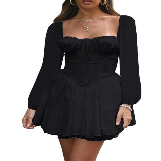 Robe de Soirée Mini Style Décontracté avec Manches Longues pour Femmes