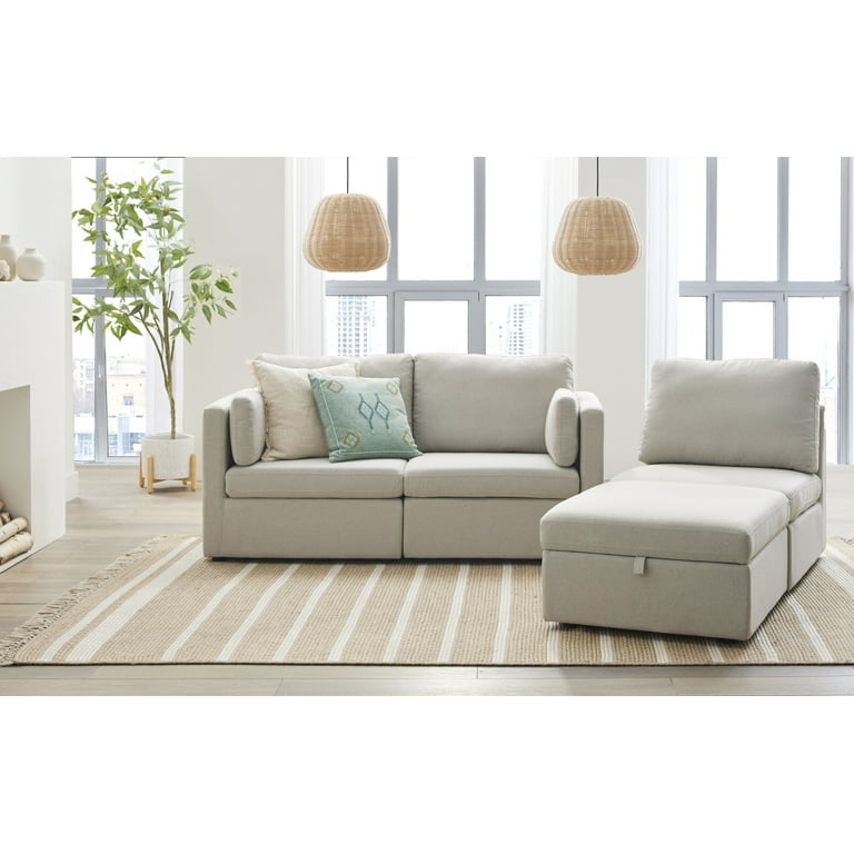 Better Homes Gardens 100 Modular Sectional Sofa with Storage Ottoman White Linen