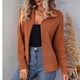 thumbnail image 2 of Chaqueta de suéter de punto Cuello vuelto Color puro Cremallera Hombro caído Suéter de punto de mujer para citas, 2 of 6