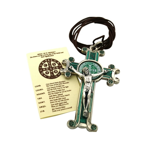 3" Green St. Benedict Crucifix Pendant