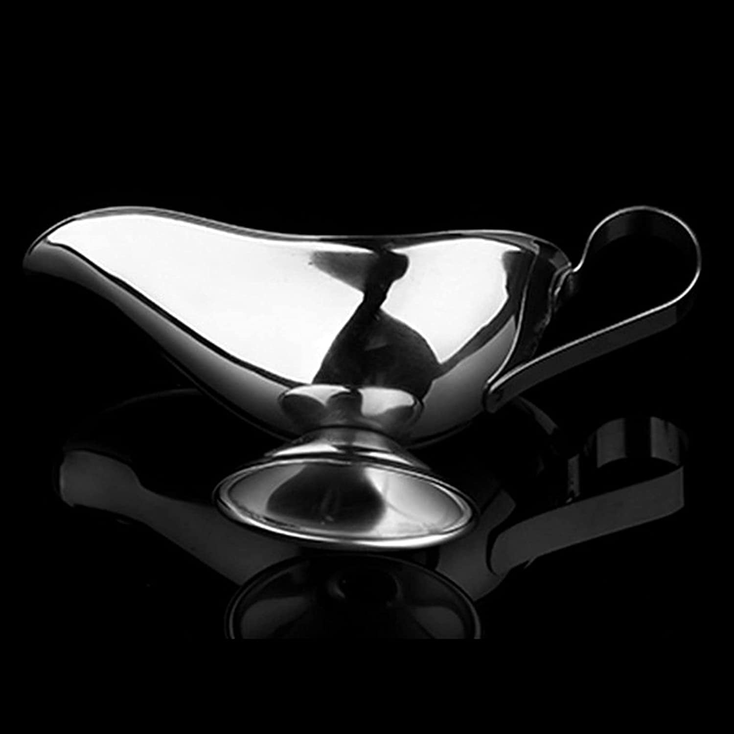 Durable Gravity Boat Sauce Tank Pitcher Gravy Boat Serving Pitcher Milk Creamer Pitcher Cream Pitcher Duckbill-shaped Sauce Gate Design Is Made of Stainless Steel Size : Small 