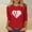 #450-Red, variant on Wowcloth Ladies' Hearted-Printed Round Neck Three Quarter Sleeve 3/4 Sleeve T-shirt Loose