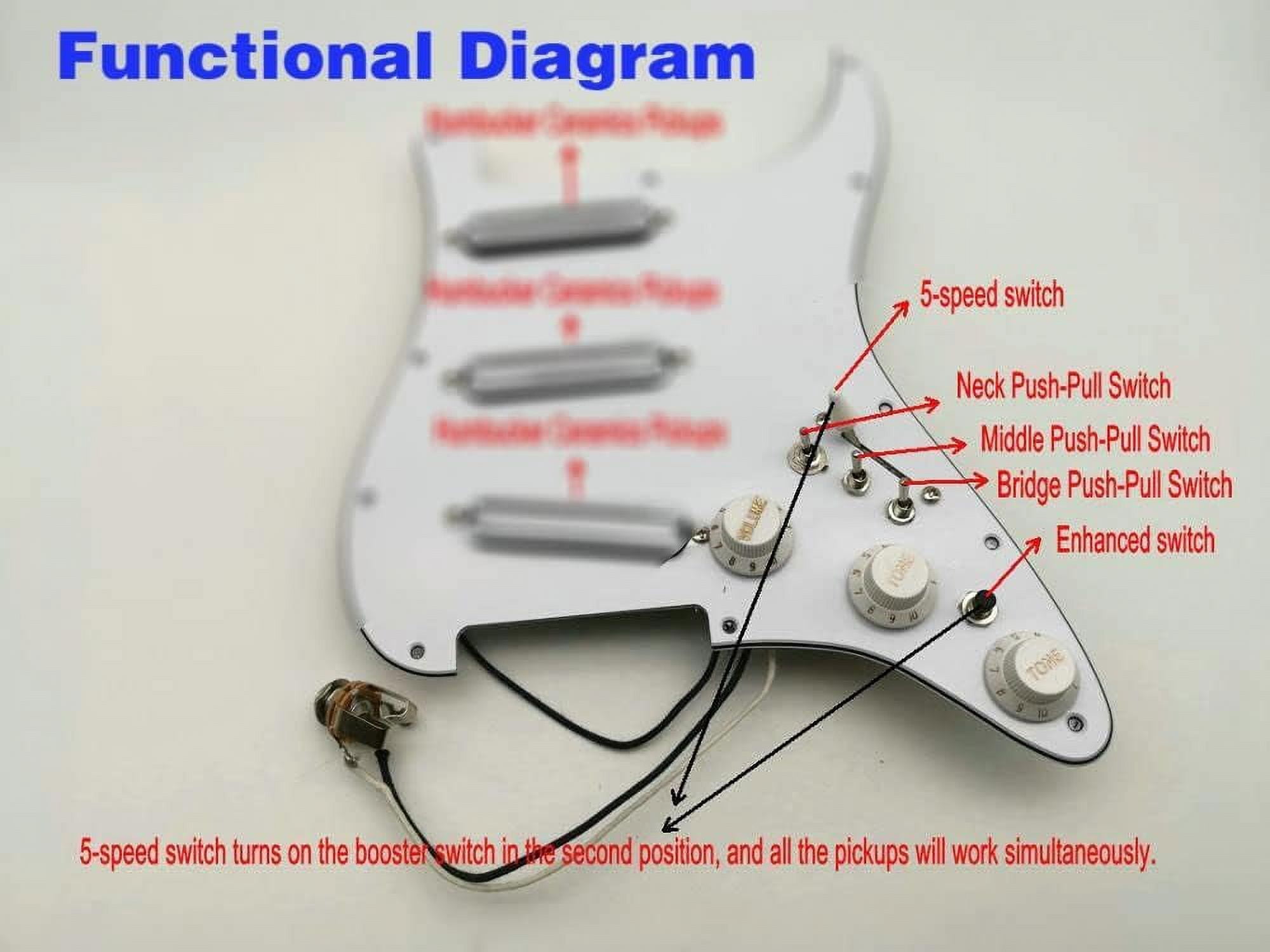 SSH Prewired Guitar Strat Pickguard Set Ainico 5 Humbucker Pickups Coil Splitting Switch Multi Switch Harnesses ,For Fender ST Electric Guitar Part Replacement
