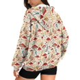 thumbnail image 2 of FOR U DESIGNS Red Mushroom Zip Hoodies for Women Oversized Cardigan Long Sweatshirt Hoodie Jackets for Women with Zipper Size XL Women Activewear Tops with Drawstring, 2 of 7