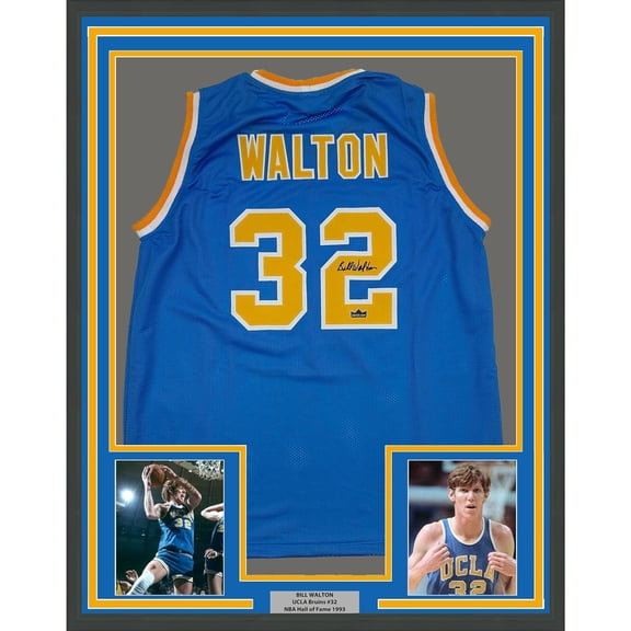 Framed Facsimile Autographed Bill Walton 35x39 UCLA Blue Reprint Laser Auto College Basketball Jersey