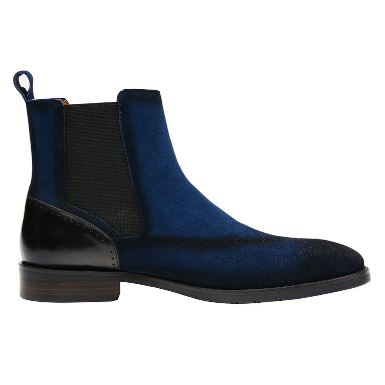 Santimon Men Classic Leather Chelsea Boots Brogue Dress Ankle Boots Suede  Chukka Boots Blue 12 US - Walmart.com