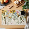 thumbnail image 2 of Sunflower Placemats Set of 4 Rustic Summer Botanical Eucalyptus Leaf Place Mats Indoor Wipeable Table Mats Washable Cloth Dining Table Placemats for Kitchen Holiday Party Home Decor 13x19 Inch, 2 of 9