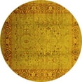 thumbnail image 1 of Ahgly Company Indoor Round Oriental Yellow Traditional Area Rugs, 3' Round, 1 of 4