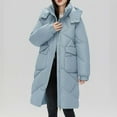 thumbnail image 2 of Patlollav Womens Denim Outwear Loose Long Sleeve Cotton-Padded Jacket Long Frock Coat, 2 of 6