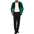 thumbnail image 2 of Chaqueta de traje de terciopelo INSPIRE CHIC para hombres, blazer de velour con solapa en contraste para bodas y fiestas, talla XL, verde, 2 of 5
