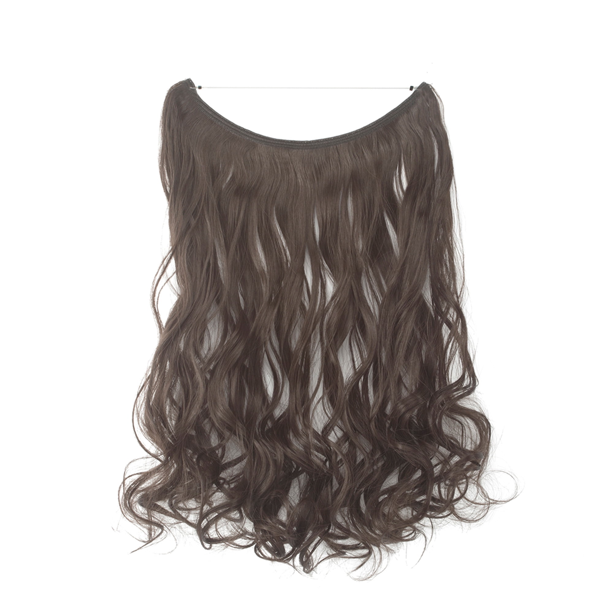 Natural Curly Wavy Wire Headband Hidden Hair Extension No Clip Ins - black hair extensions roblox one side