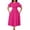 Hot Pink, variant on Women's Puff Sleeve A-Line Midi Dress with Waist-Cinching Belt - Flared Dress Suitable for Daily Wear, Formal Events, and Smart Casual Occasions