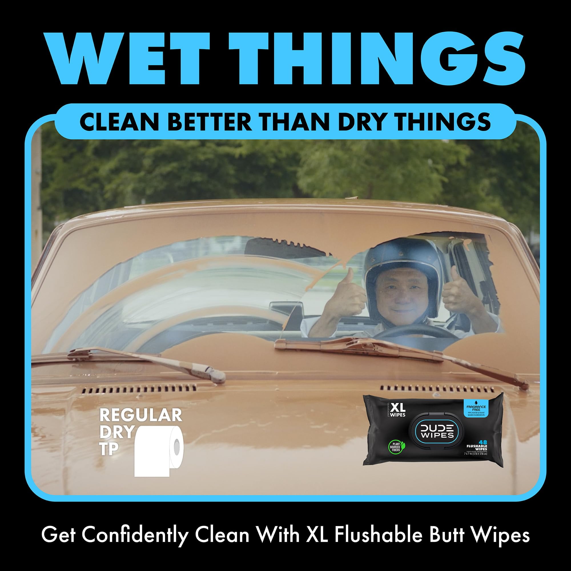 DUDE Wipes - Flushable Wipes - 8 Pack, 384 Wipes - Fragrance Free Extra-Large Adult Wet Wipes - Vitamin-E & Aloe - Septic and Sewer Safe