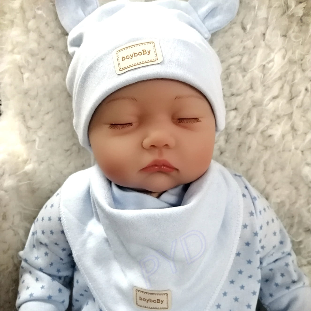 22-Inch Lifelike Reborn Dolls Realistic Vinyl Newborn Boy Doll Closed Eyes Soft Cloth Body Gift