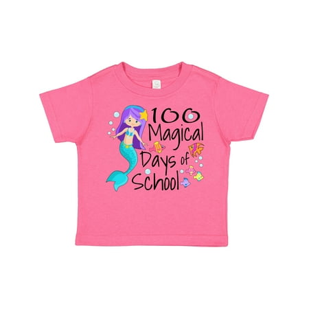 

Inktastic 100 Magical Days of School with Blue Mermaid and Fish Gift Toddler Boy or Toddler Girl T-Shirt