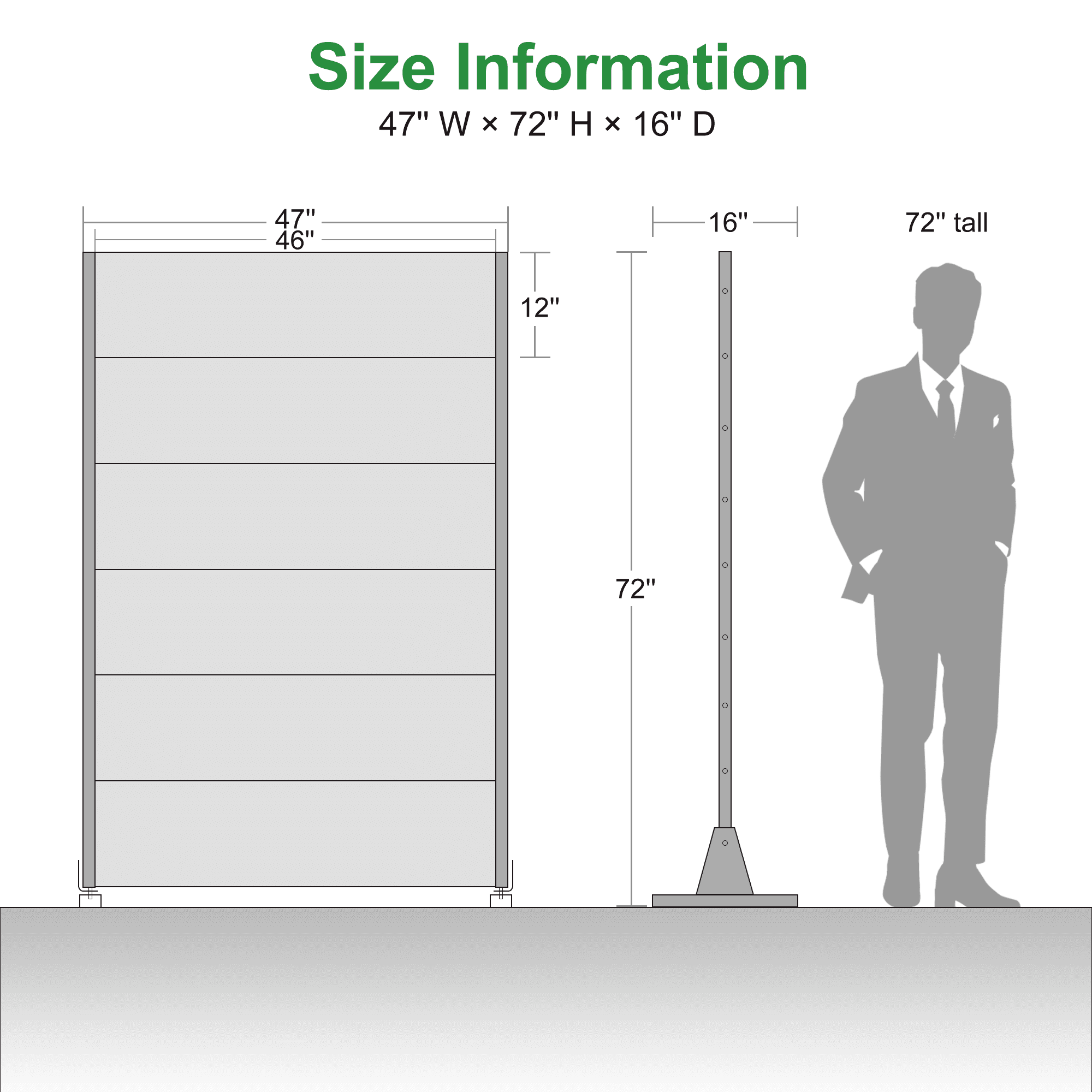 MAYEERTY 72*47" Outdoor Black Metal Freestanding Panel Screen for Patio, Wide-Narrow Slat Pattern