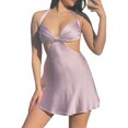 thumbnail image 4 of xiaxaixu Mini Dresses for Women Halter Sleeveless Backless Ruched Bust Solid Color Flowy Satin Dress, 4 of 7