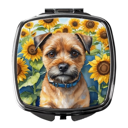 Border Terrier in Sunflowers Compact Mirror 2.75 in x 3 in