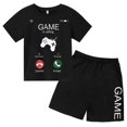 thumbnail image 3 of Conjunto de camiseta y pantalones cortos con estampado de máquina de juego de arte de grafiti para niños, moda de verano, informal, de manga corta, para niños y niñas, 3 of 5