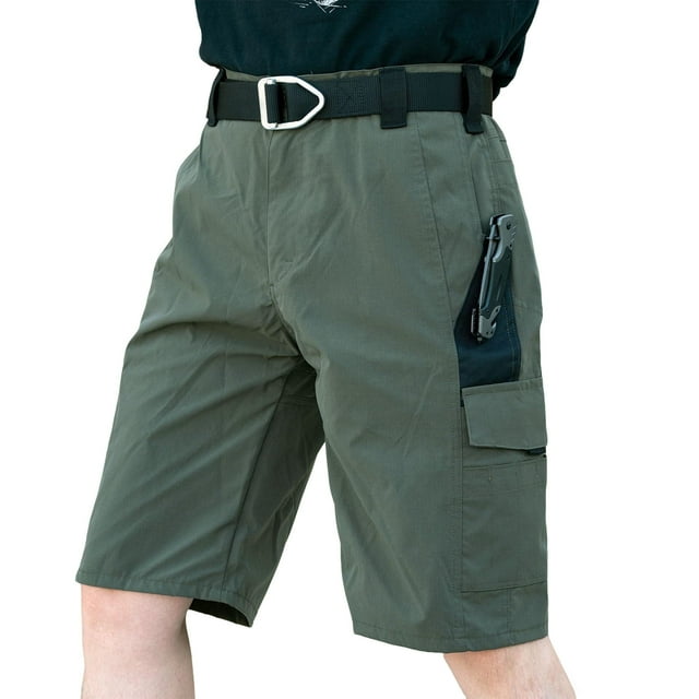 Men's Stretch Tactical Cargo Shorts, Water Resistant Ripstop UPF50 Quick Dry 4-Way Stretch Multi-Pocket Hiking Work Shorts (No Belt),Army Green,S