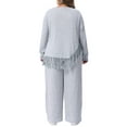 thumbnail image 4 of DARING DIVA Women's Plus 2 Pieces Lounge Set Crew Neck Long Sleeve Gray 1X, 4 of 6