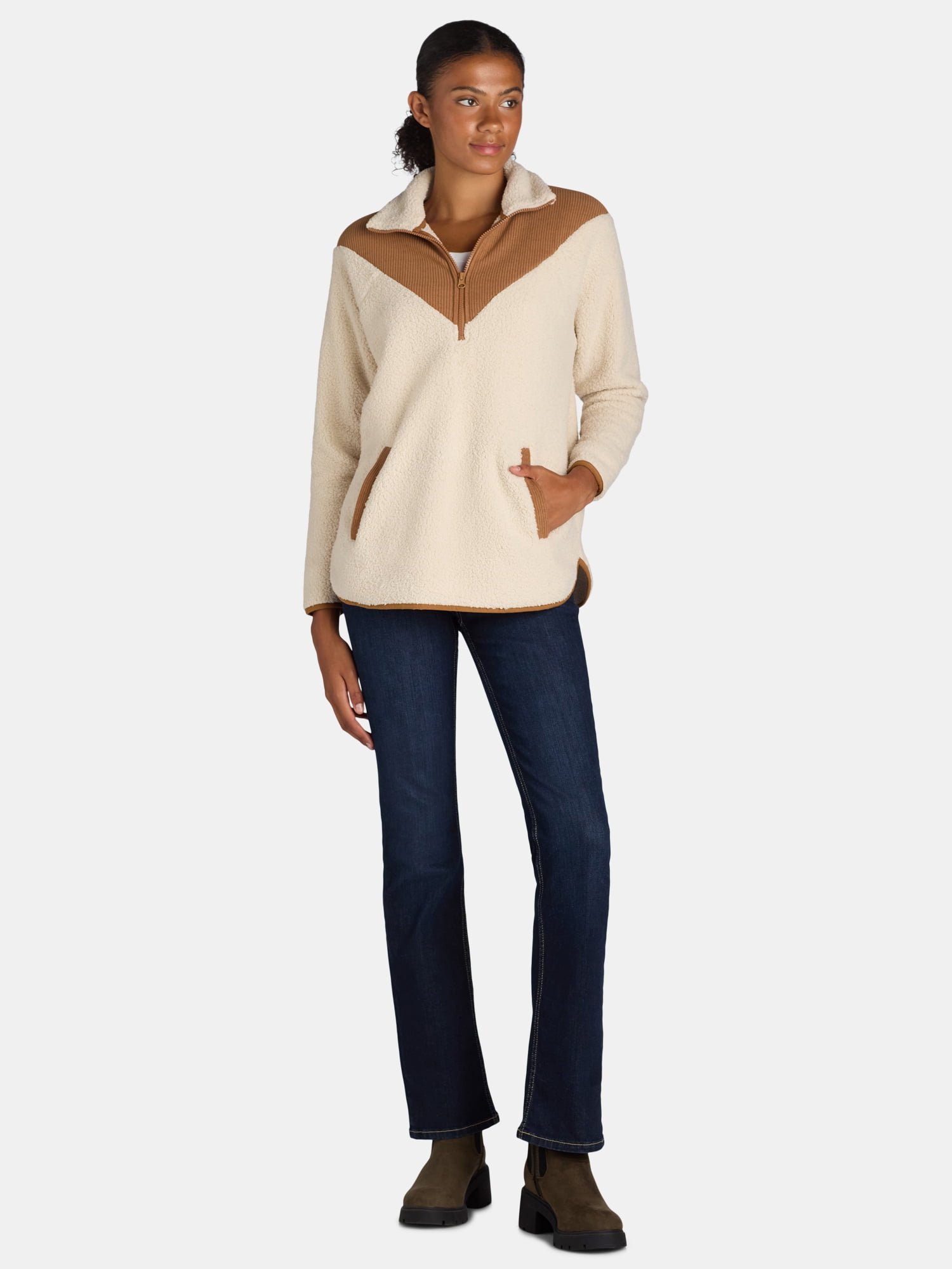 Time and Tru Women's Corduroy Fleece Pullover, Size S-XXXL