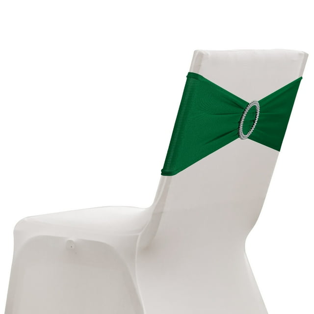 Uxcell 20 Paquete Fundas para Sillas, Banda de Cubierta de Silla Elástica con Hebilla Deslizante, Lazos de Poliéster, Cintas Universales para Decoraciones de Ceremonia de Fiesta de Boda, Verde Oscuro