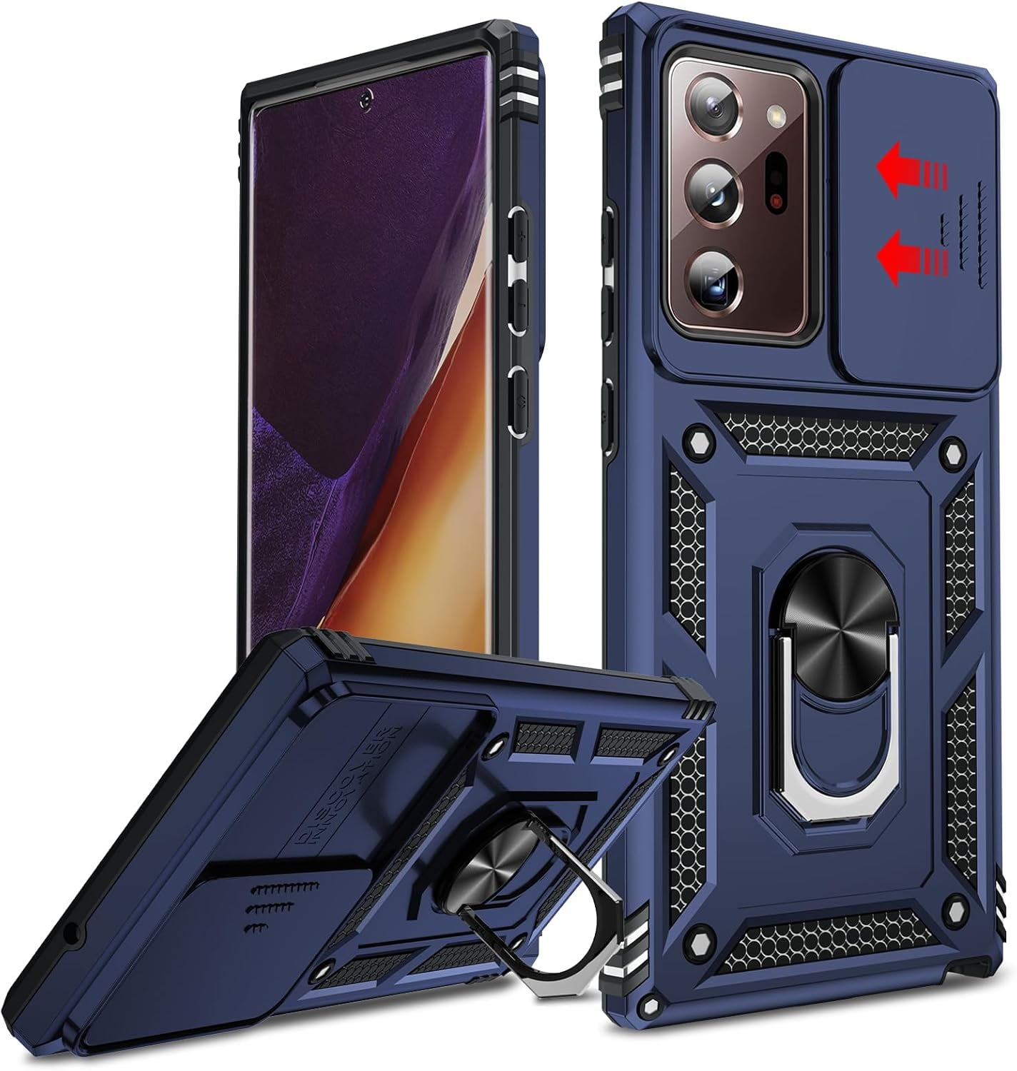 MHAWBL-for Samsung Note-20 Ultra Case: [𝐍𝐨𝐭 𝐅𝐢𝐭 𝐍𝐨𝐭𝐞 𝟐𝟎], Galaxy Note 20 Ultra Case, Heavy Duty Protective Android Note20 5G Ultra Cell Phone Case Cover with Magnetic Ring Holder Stand, B