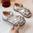 thumbnail image 2 of BOBOGOJP Toddler Girls Sandals Closed-Toe T-Strap Kids Flower Summer Flats Dress Sandals Shoes Silver for Size 2.5, 2 of 7