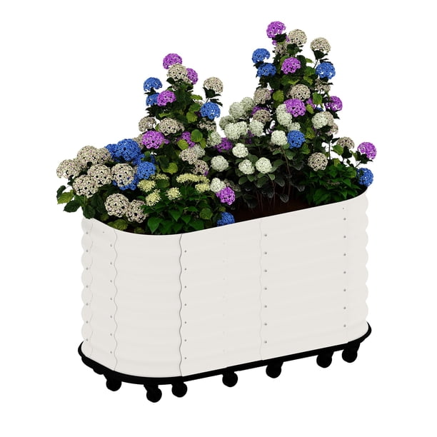 Garvee jardinera con ruedas y depósito de autoriego, cama de cultivo de acero galvanizado con ruedas con freno para uso interior o exterior