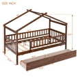 thumbnail image 2 of Harper & Bright Designs Twin House Bed with 2 Storage Drawers, Kids Twin Bed Frame with Rails and Roof, Wooden Tent Montessori Bed for Girls & Boys, Walnut, 2 of 13