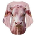 thumbnail image 6 of Strawberry Highland Cow Women's V-Neck Blouse With 3/4 Ruffled Bell Sleeves Casual Top Ladies Blouses, 6 of 7