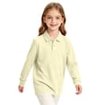 thumbnail image 4 of Girls Long Sleeve Collar Pique Polo Shirts Kids School Uniform Daily Tops Purple 160, 4 of 7