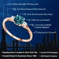 thumbnail image 2 of Gem Stone King 10K Rose Gold London Blue Topaz White Created Sapphire and White Diamond Accent 3-Stone Engagement Ring for Women (0.89 Cttw, Round 6MM, Gemstone November Birthstone, Size 5), 2 of 6