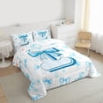 thumbnail image 3 of Homewish Blue Bow Knot Initial Alphabet L 3-Piece Full Size Comforter Sets For Kids Teens Adults,Letter Monogrammed Bedding Comforter Set,Cartoon Bow-Tie Lightweight Bedding Sets, 3 of 8