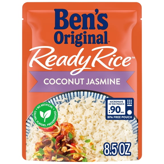 BEN'S ORIGINAL Ready Rice Coconut Jasmine Flavored Rice, Easy Dinner Side, 8.5 Ounce Pouch