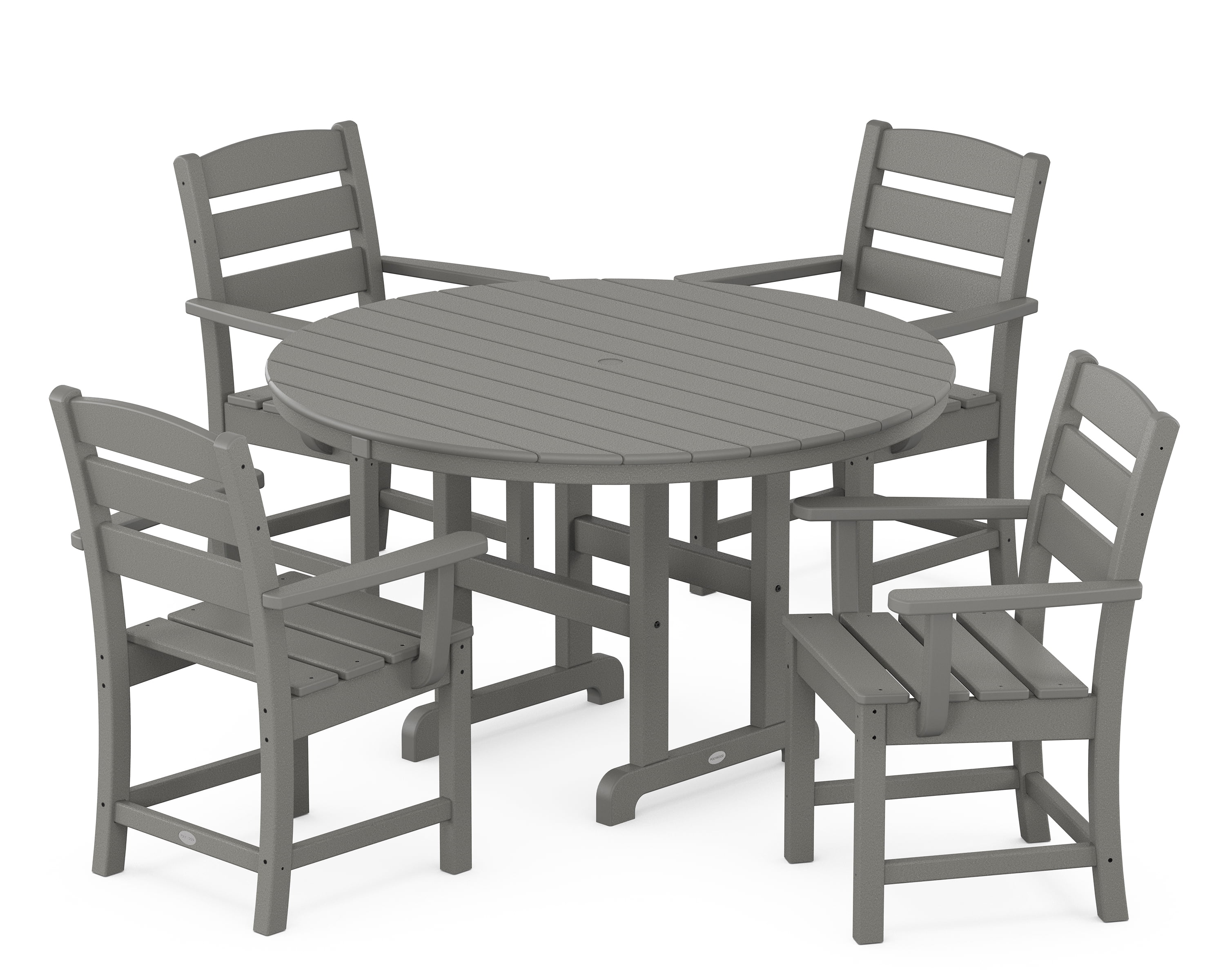 POLYWOOD Lakeside 5Piece Round Arm Chair Dining Set in Slate Grey