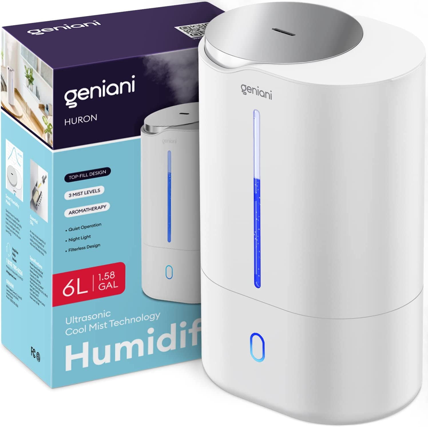 Geniani Top Fill 6L Cool Mist Humidifiers & Essential Oil Diffuser for