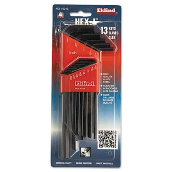 Eklind Long Arm Hex Key Set SAE - Chrome-Nickel Steel - 13 Piece, Silver