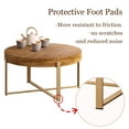 thumbnail image 4 of 31.29"Modern Round Coffee Table, Retro Splicing End Table with Fir Wood Table Top and Gold Cross Legs Base, 4 of 6