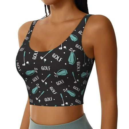 Picia Golf Bags And Balls Sports Bra for Women Padded Strappy Sports Bras Medium Support Yoga Bra with Removable Cups Running Yoga Bra-Medium